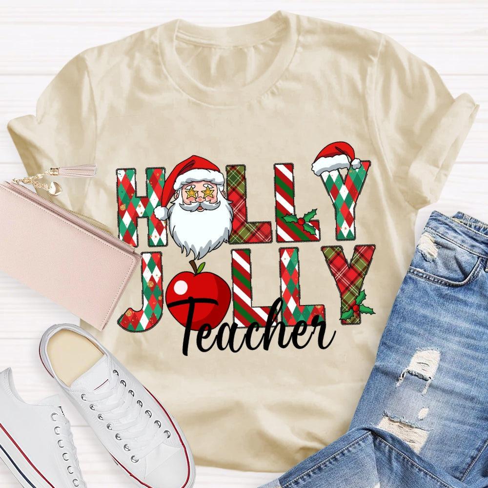 Teacher Santa Claus And Apples Christmas T-shirt