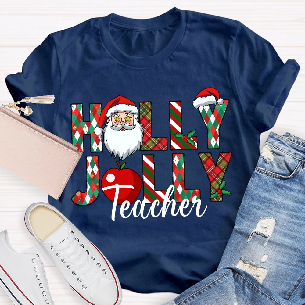 Teacher Santa Claus And Apples Christmas T-shirt