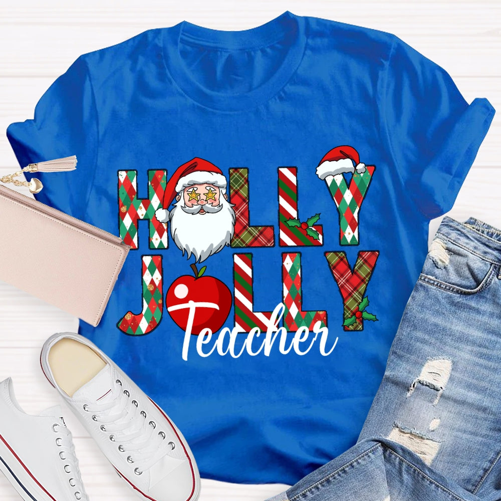 Teacher Santa Claus And Apples Christmas T-shirt