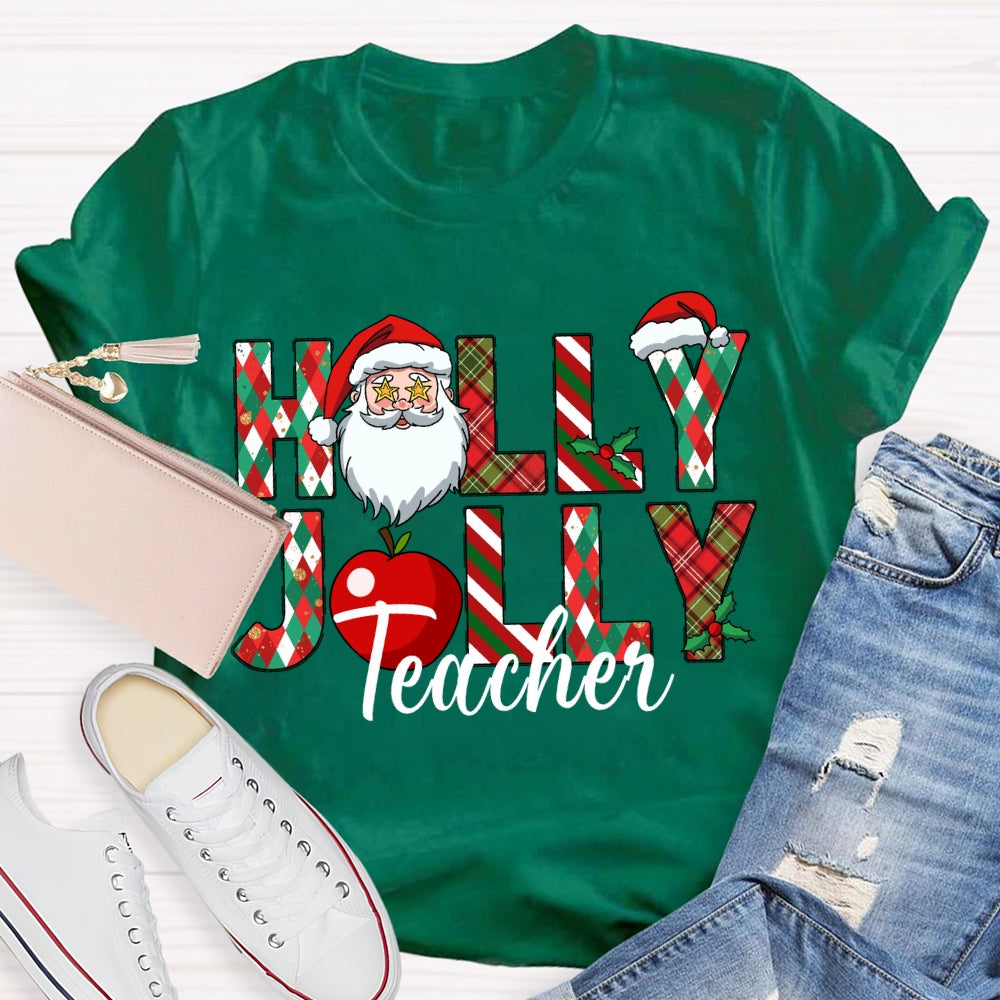 Teacher Santa Claus And Apples Christmas T-shirt