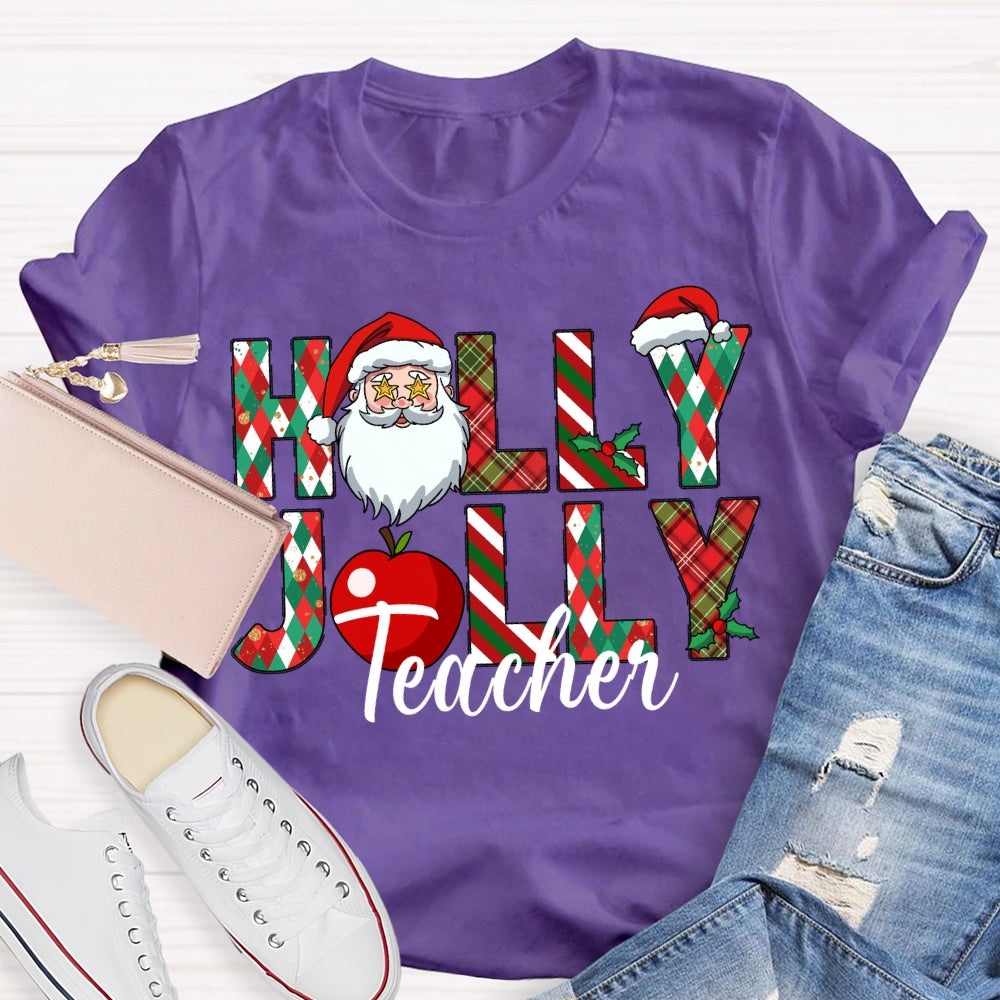 Teacher Santa Claus And Apples Christmas T-shirt