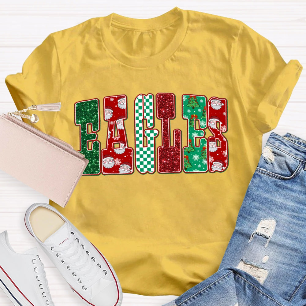 Personalized School Mascot Eagles Christmas Vibes T-shirt