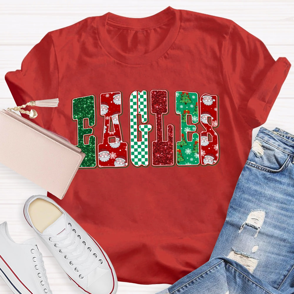 Personalized School Mascot Eagles Christmas Vibes T-shirt