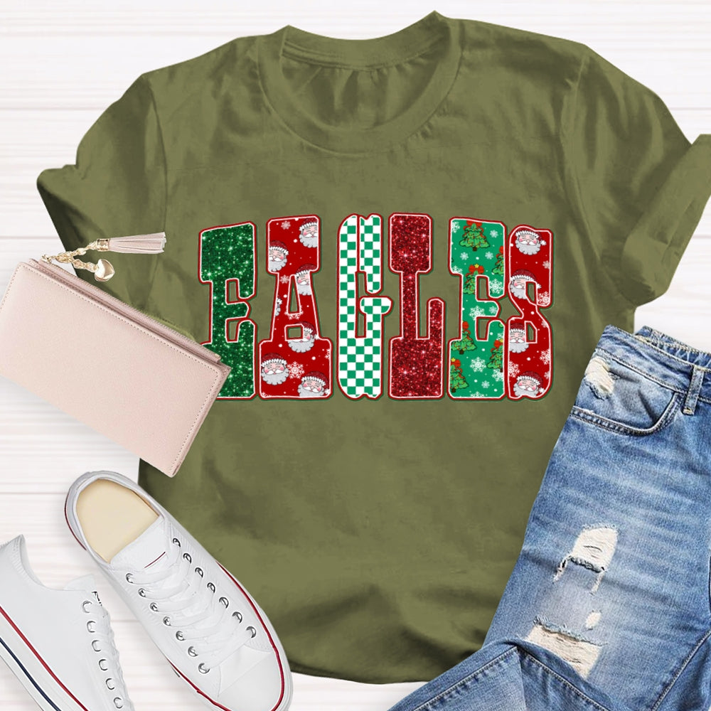 Personalized School Mascot Eagles Christmas Vibes T-shirt
