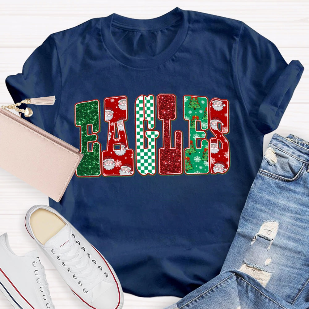 Personalized School Mascot Eagles Christmas Vibes T-shirt