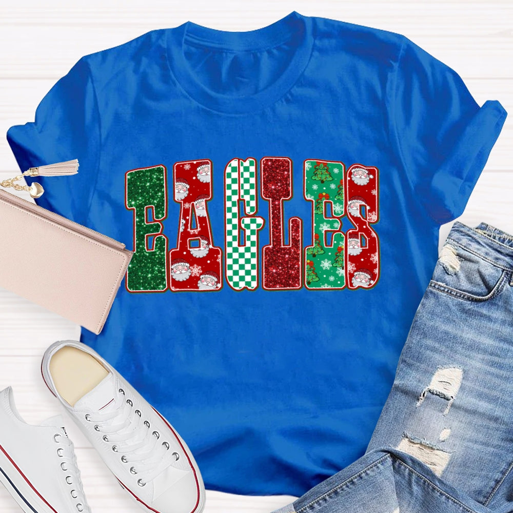 Personalized School Mascot Eagles Christmas Vibes T-shirt
