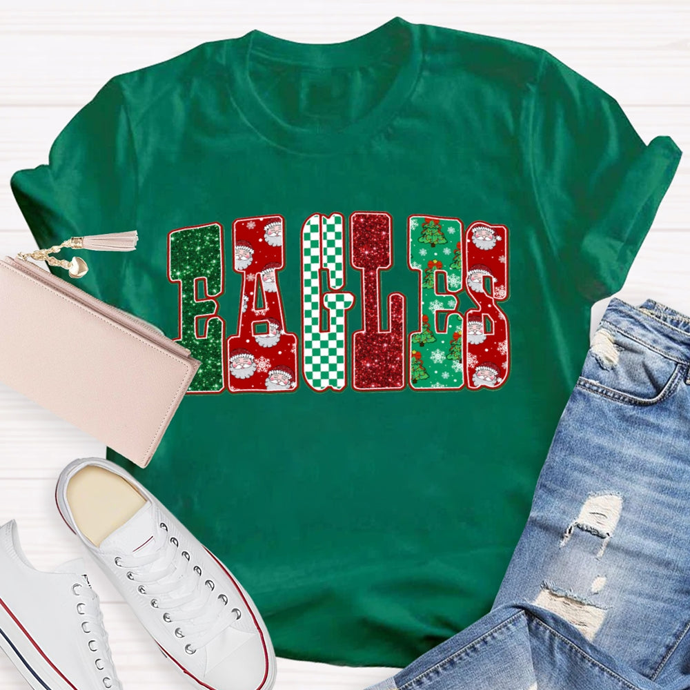 Personalized School Mascot Eagles Christmas Vibes T-shirt