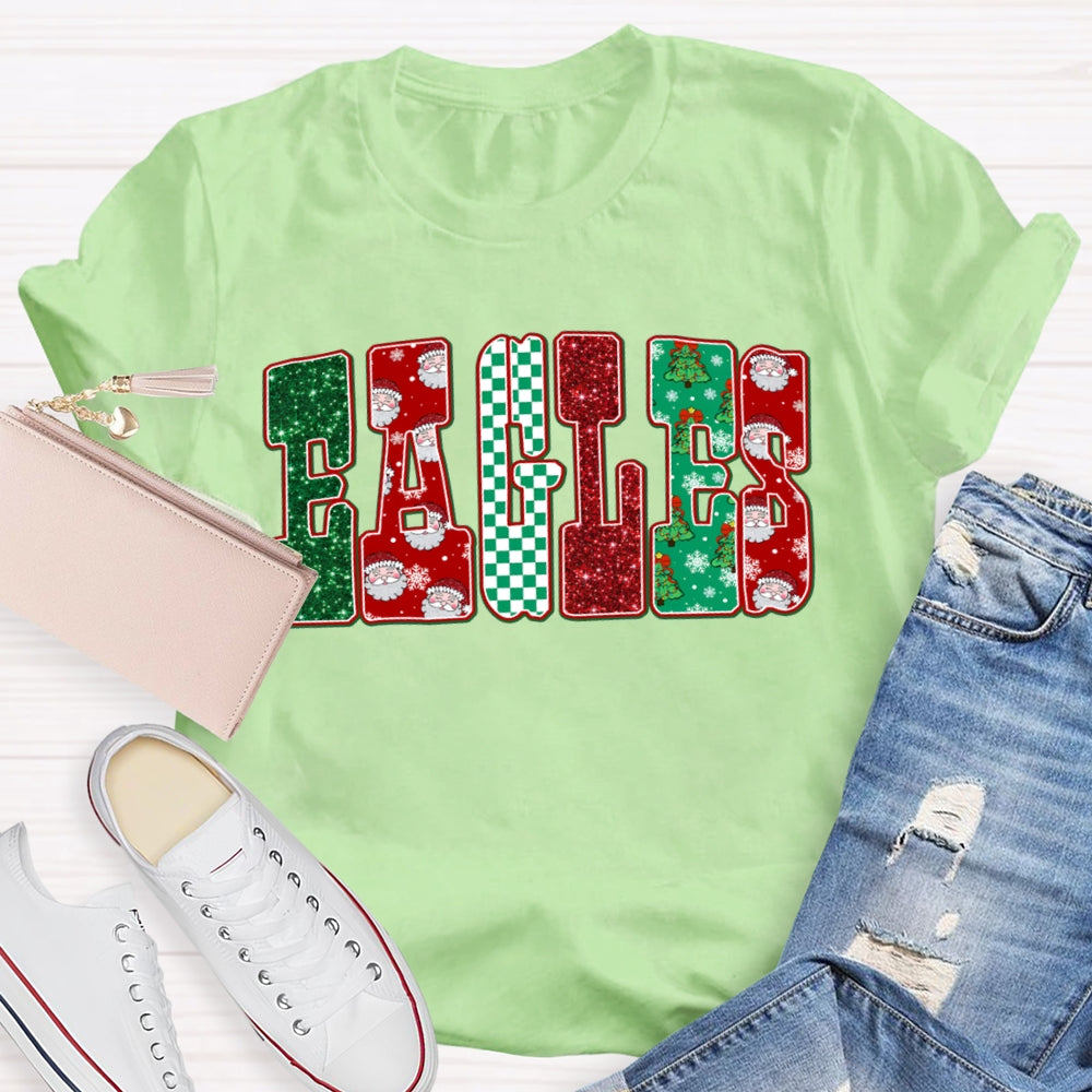 Personalized School Mascot Eagles Christmas Vibes T-shirt