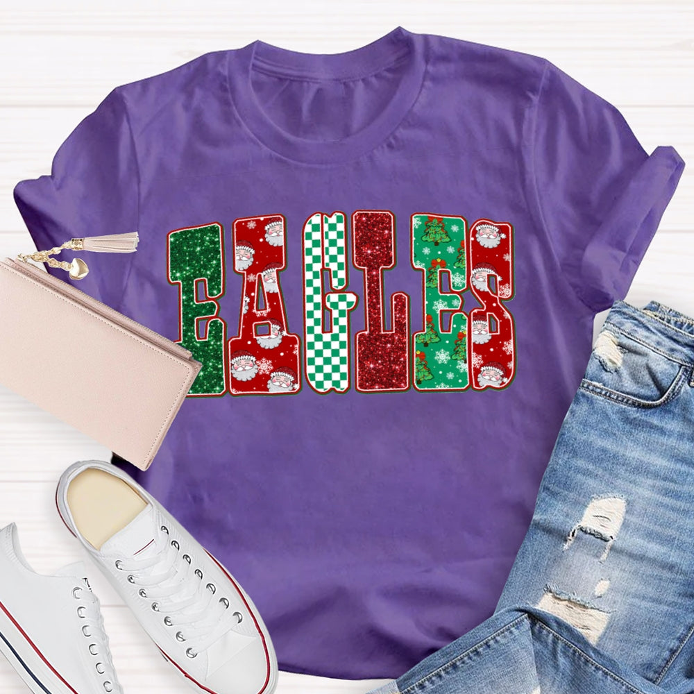 Personalized School Mascot Eagles Christmas Vibes T-shirt