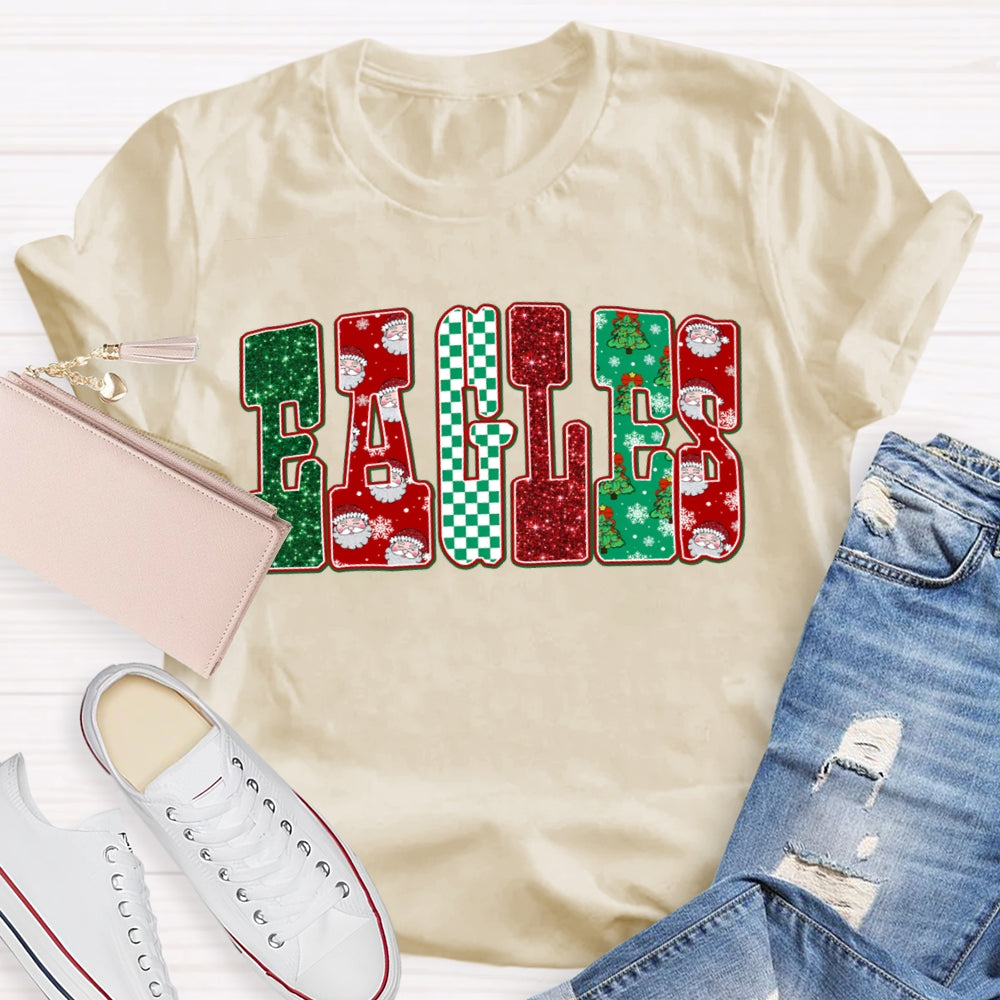 Personalized School Mascot Eagles Christmas Vibes T-shirt