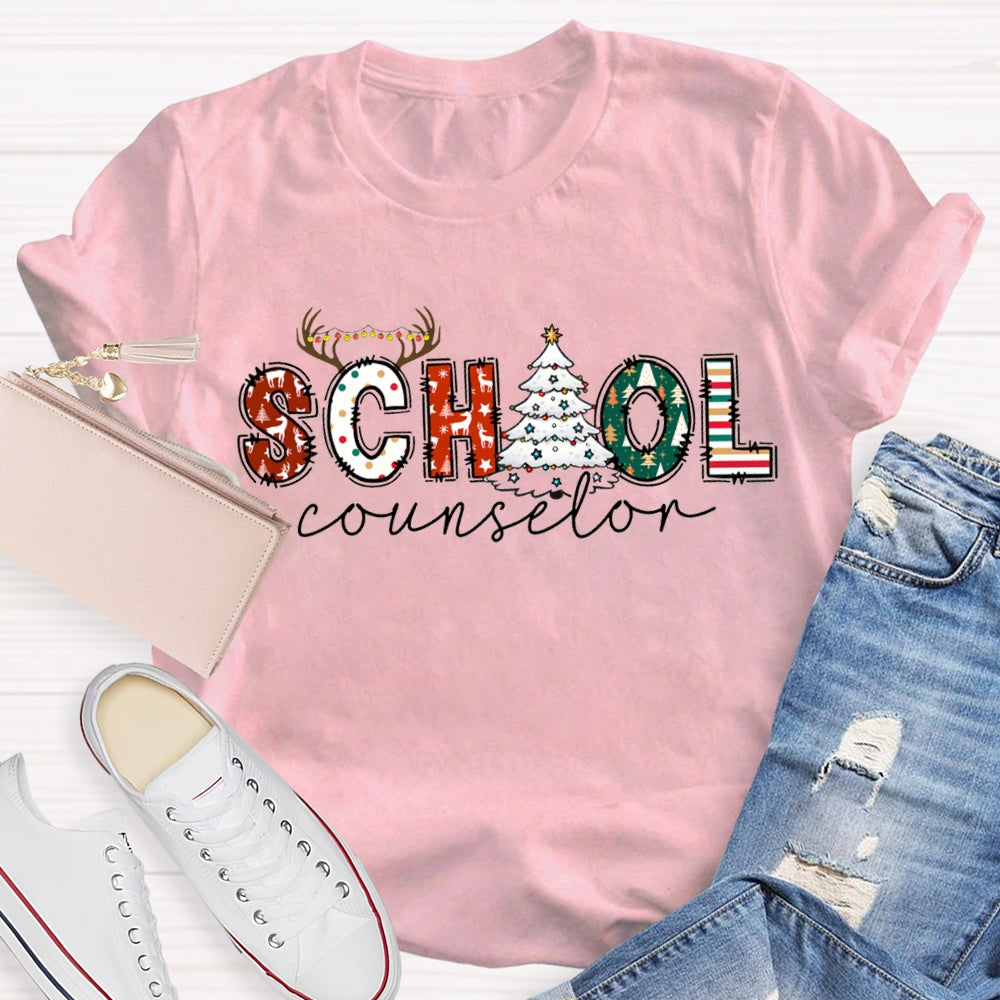 School Counselor Christmas Tree Christmas Vibes T-shirt