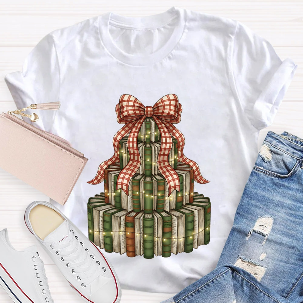 Christmas Tree Books Bows And Lights Christmas T-shirt