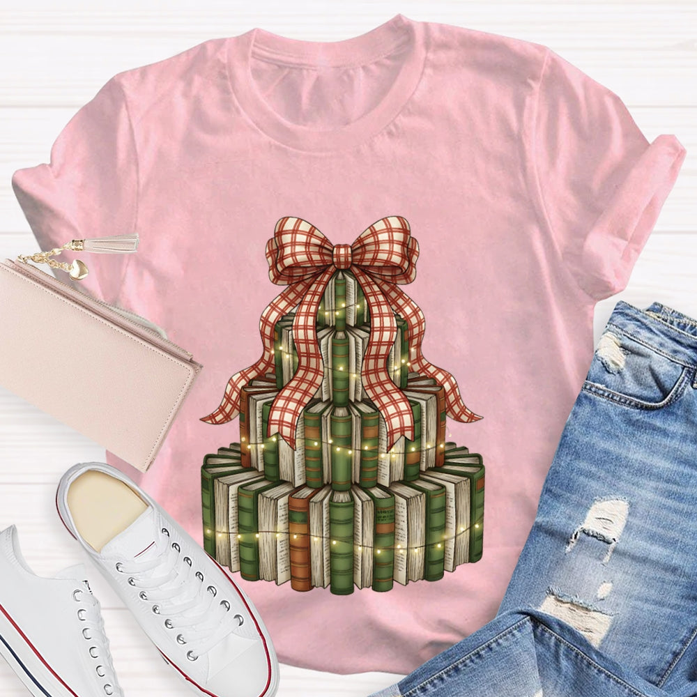 Christmas Tree Books Bows And Lights Christmas T-shirt