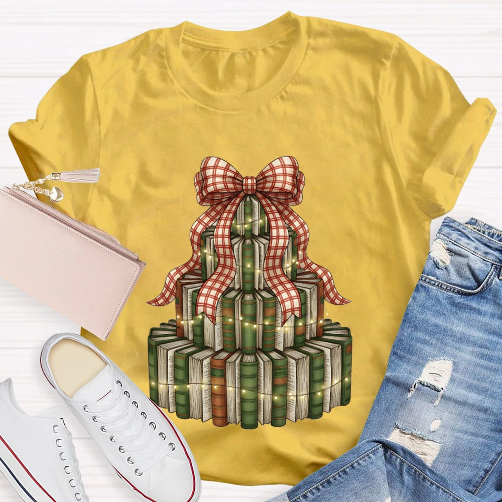 Christmas Tree Books Bows And Lights Christmas T-shirt