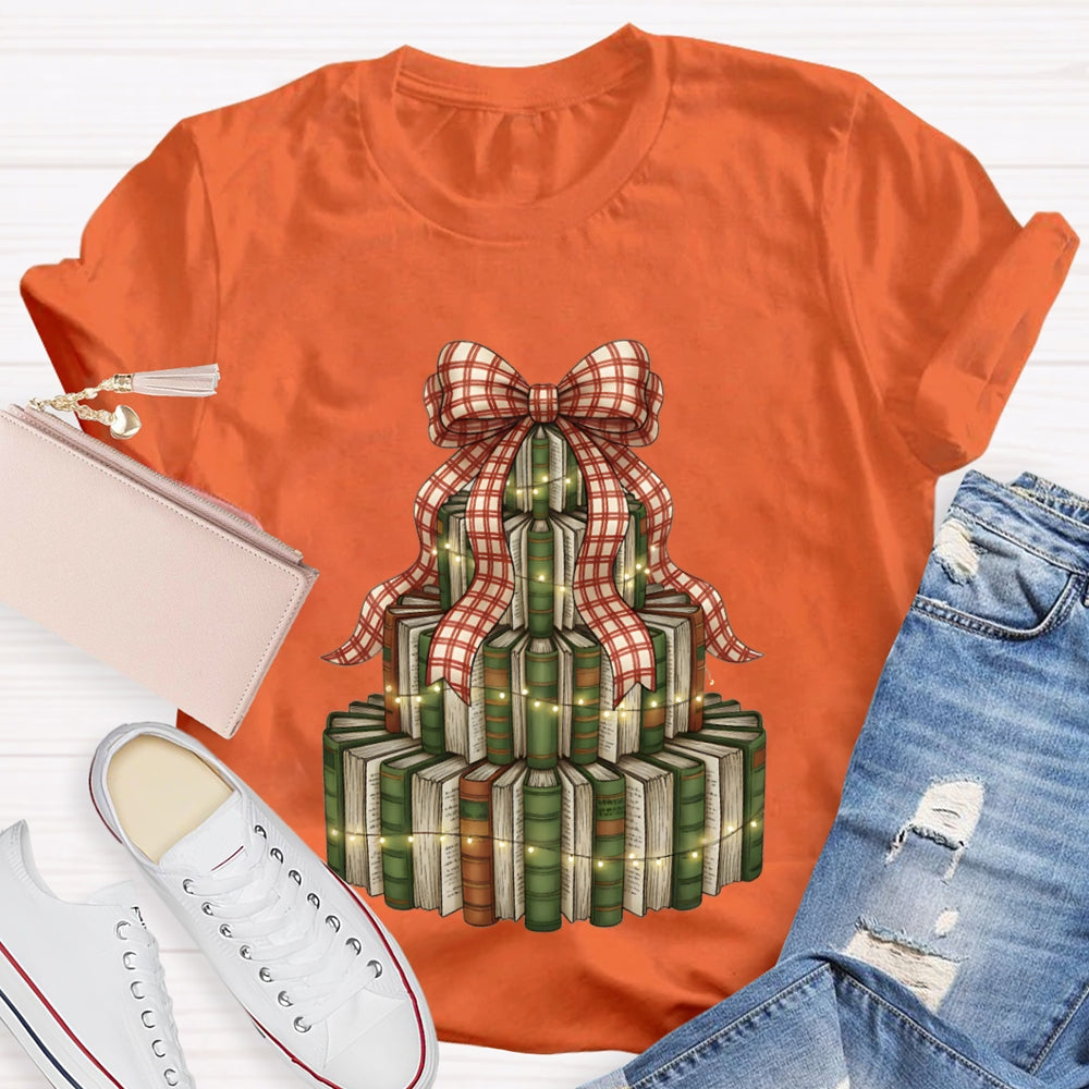 Christmas Tree Books Bows And Lights Christmas T-shirt