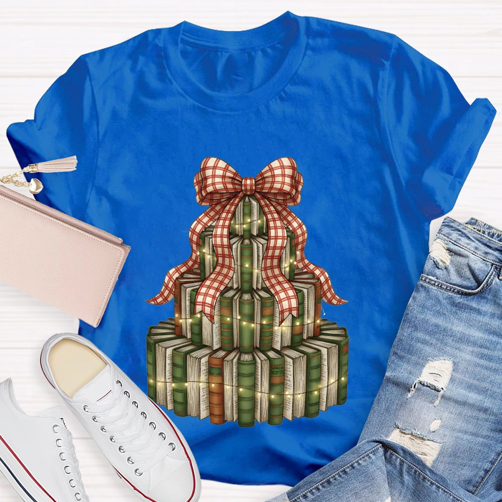 Christmas Tree Books Bows And Lights Christmas T-shirt