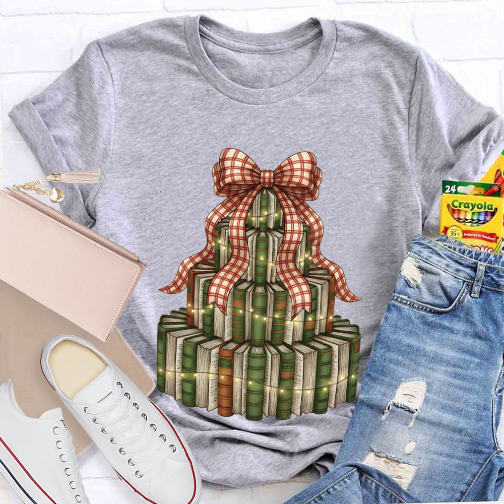 Christmas Tree Books Bows And Lights Christmas T-shirt