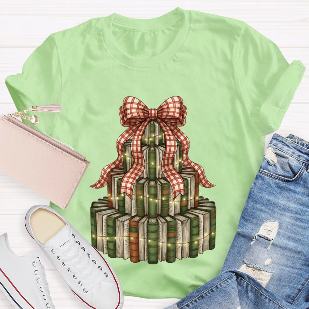 Christmas Tree Books Bows And Lights Christmas T-shirt
