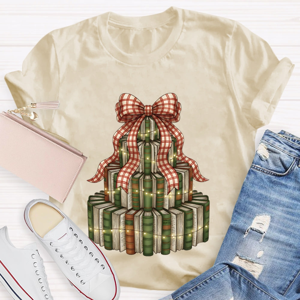 Christmas Tree Books Bows And Lights Christmas T-shirt