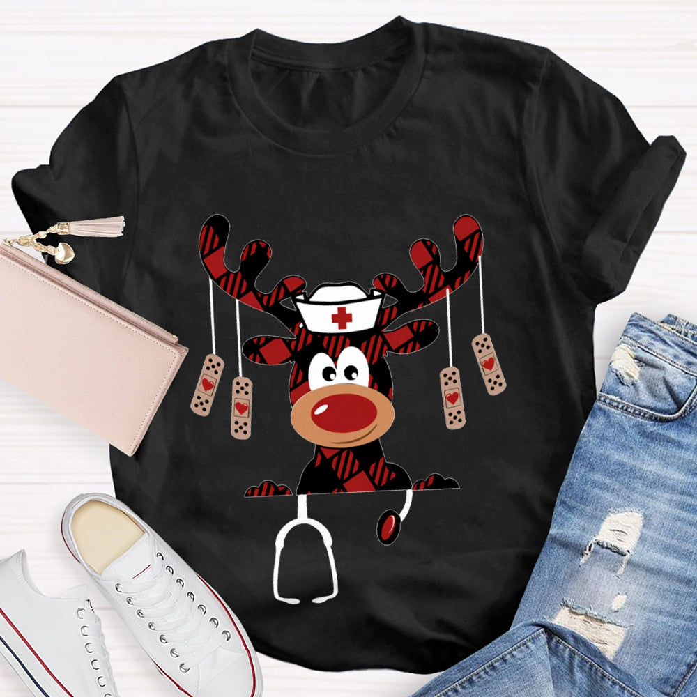 Christmas Elk School Nurse Christmas T-shirt