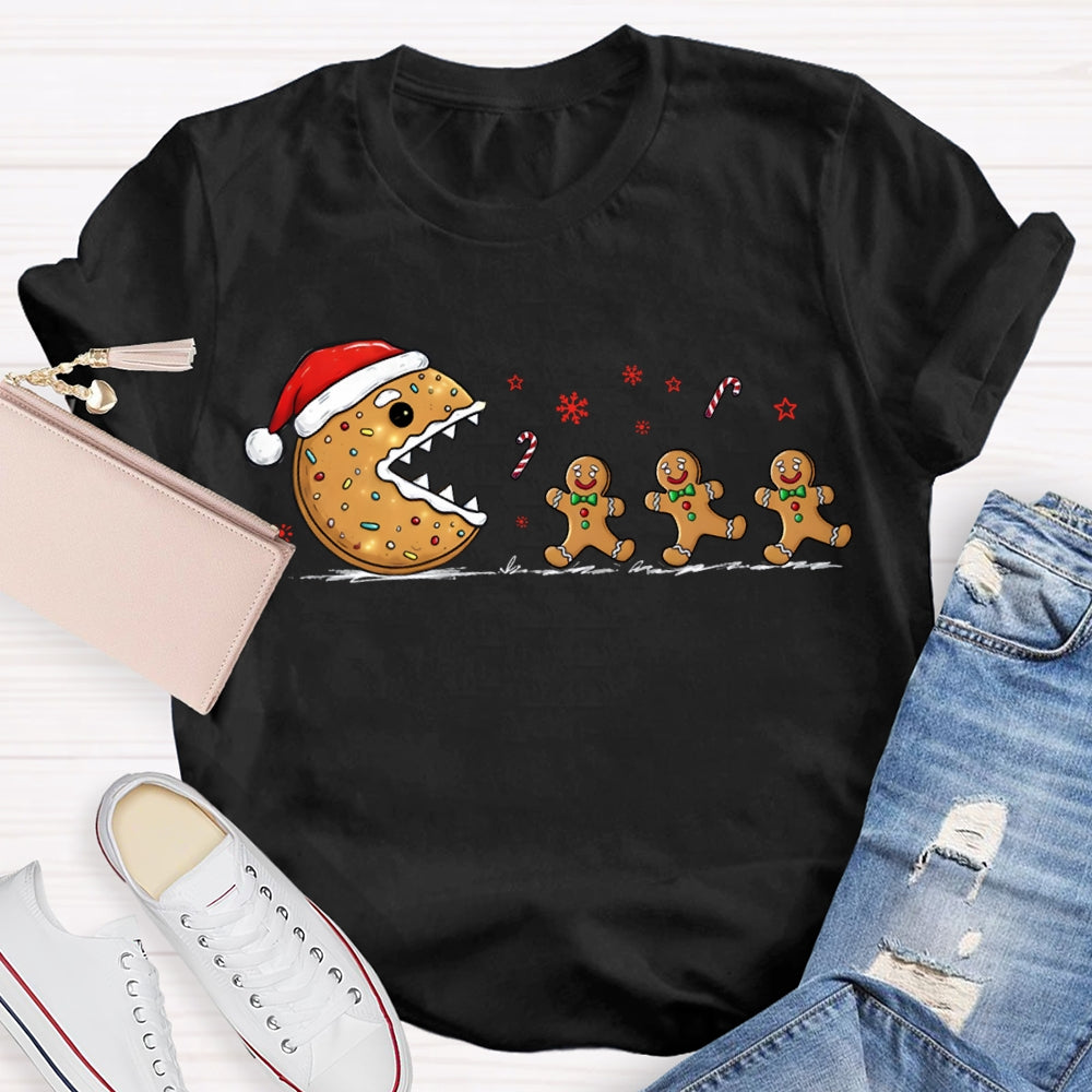 Christmas Biscuit Santa Hat And Snowflakes Christmas Vibes T-shirt