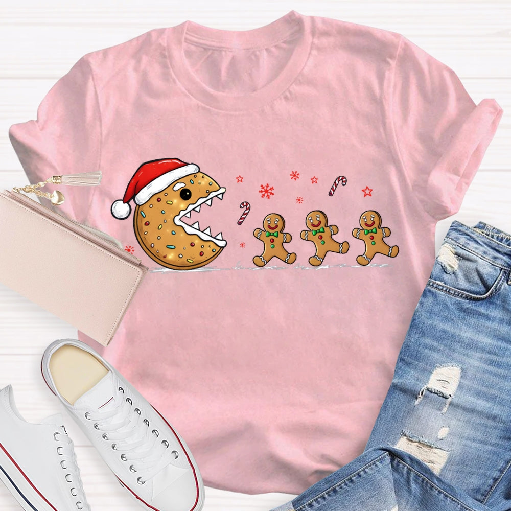 Christmas Biscuit Santa Hat And Snowflakes Christmas Vibes T-shirt