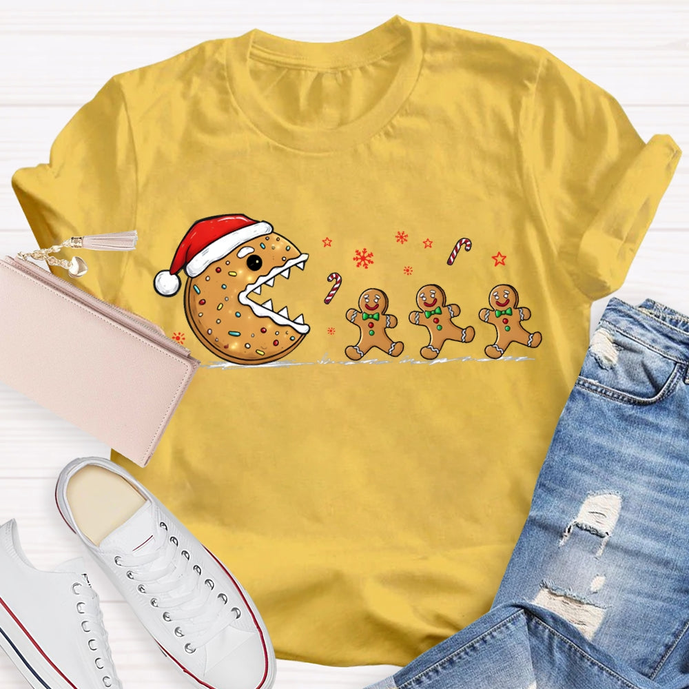 Christmas Biscuit Santa Hat And Snowflakes Christmas Vibes T-shirt
