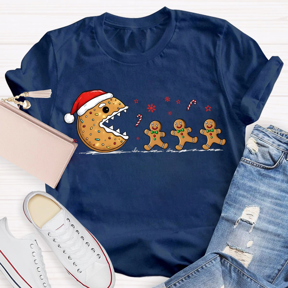 Christmas Biscuit Santa Hat And Snowflakes Christmas Vibes T-shirt