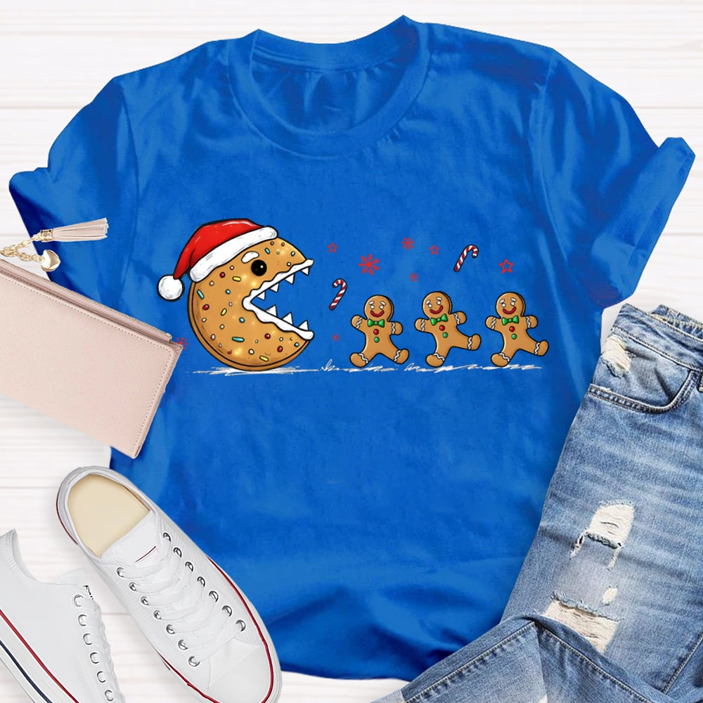 Christmas Biscuit Santa Hat And Snowflakes Christmas Vibes T-shirt