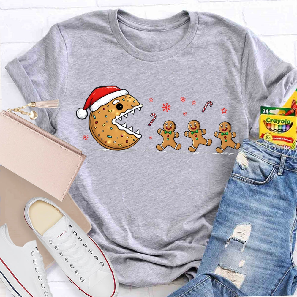 Christmas Biscuit Santa Hat And Snowflakes Christmas Vibes T-shirt