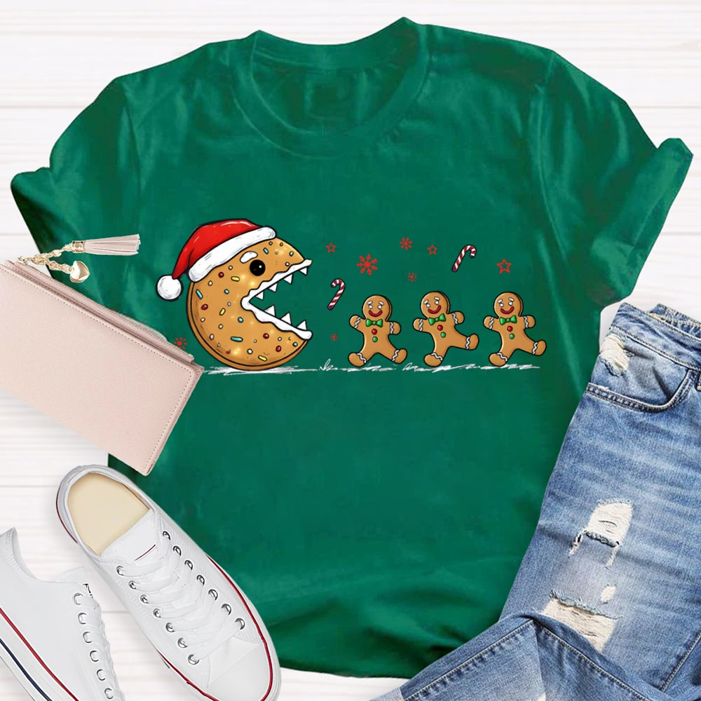 Christmas Biscuit Santa Hat And Snowflakes Christmas Vibes T-shirt