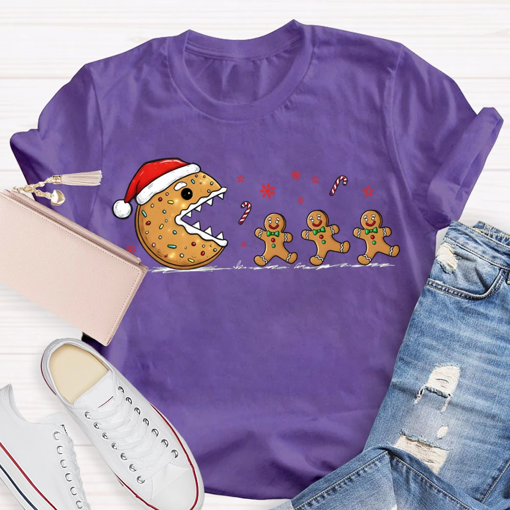 Christmas Biscuit Santa Hat And Snowflakes Christmas Vibes T-shirt
