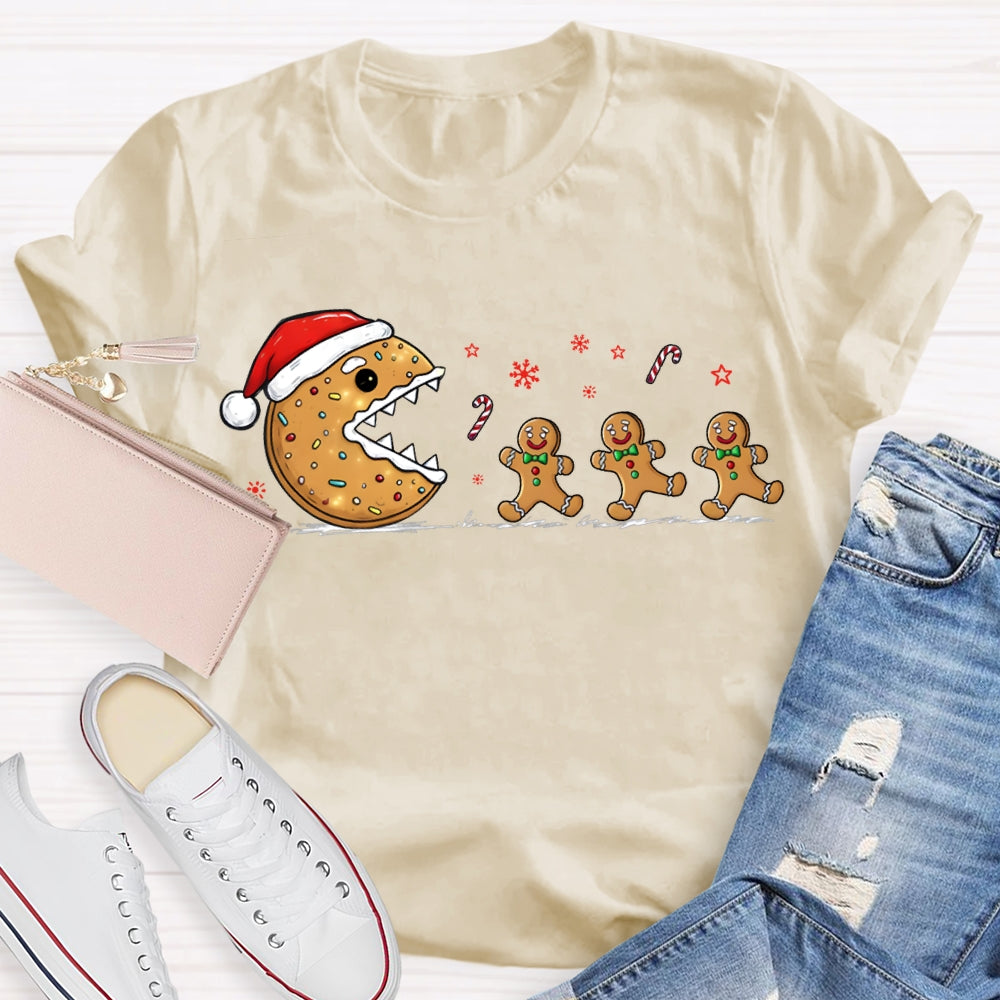 Christmas Biscuit Santa Hat And Snowflakes Christmas Vibes T-shirt