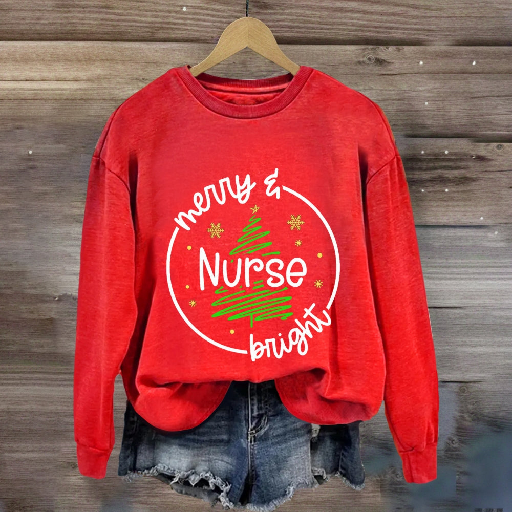 Merry Bright Nurse Sweatshirt