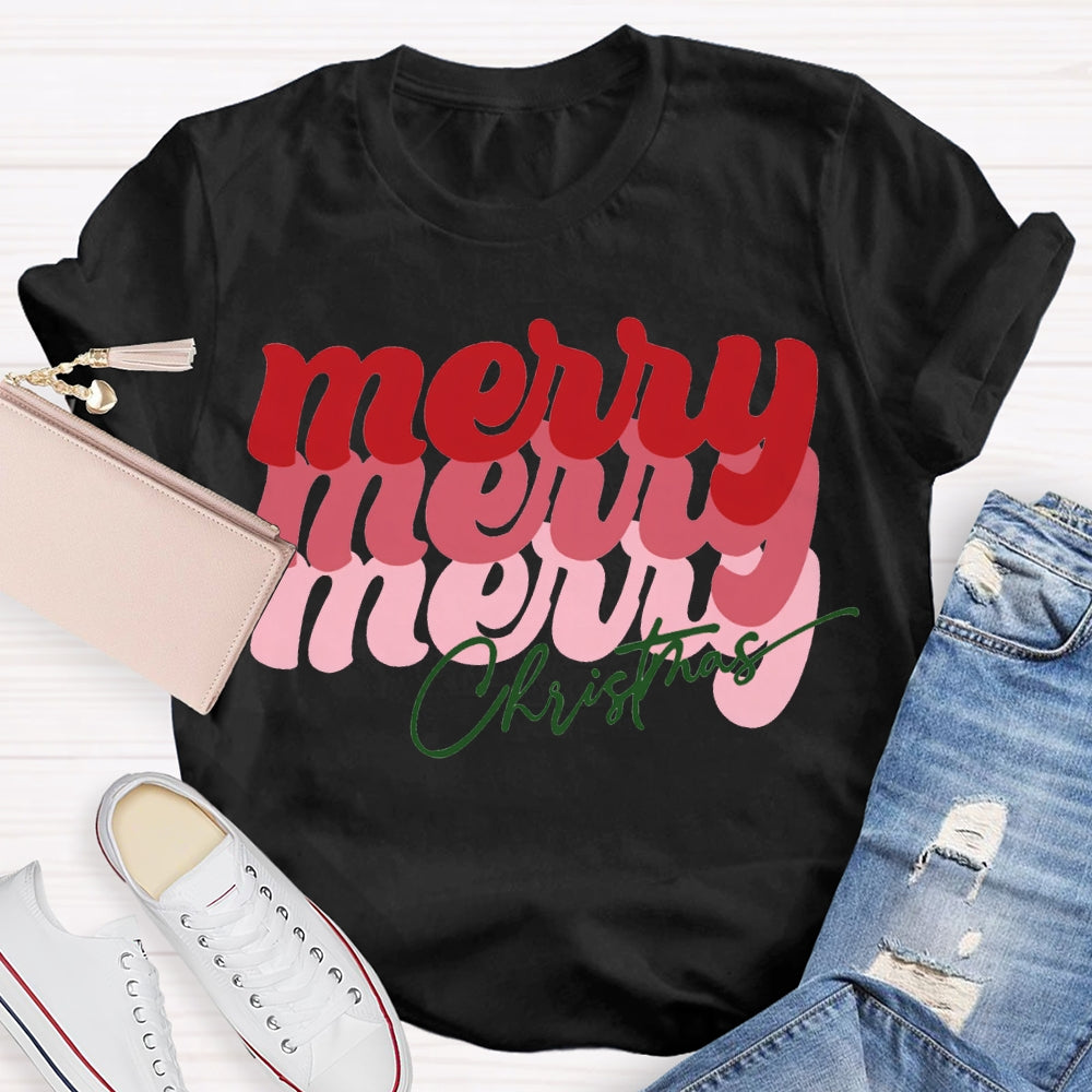 Merry Christmas Color Fonts Christmas Vibes T-shirt