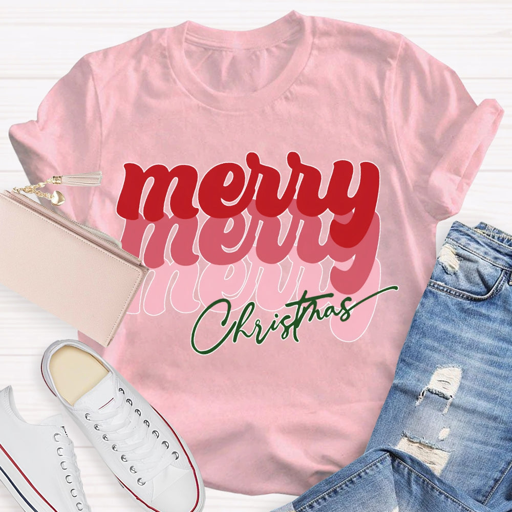 Merry Christmas Color Fonts Christmas Vibes T-shirt