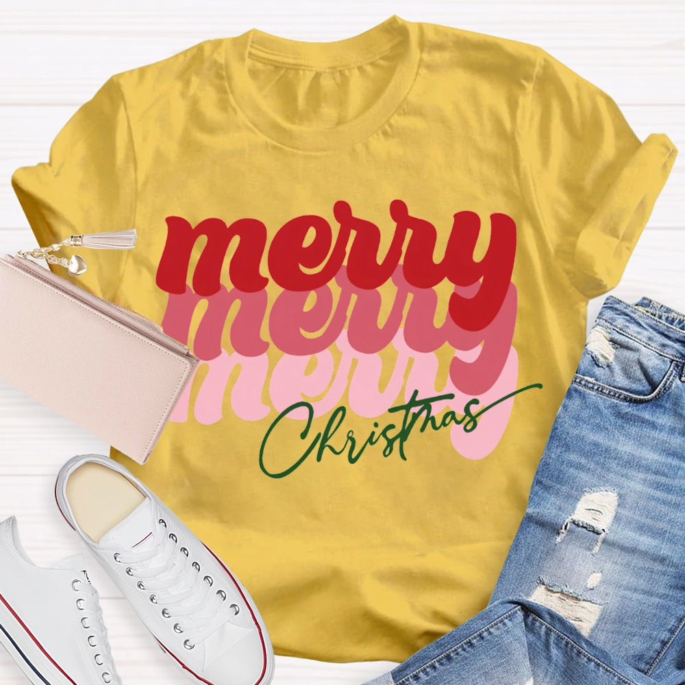 Merry Christmas Color Fonts Christmas Vibes T-shirt