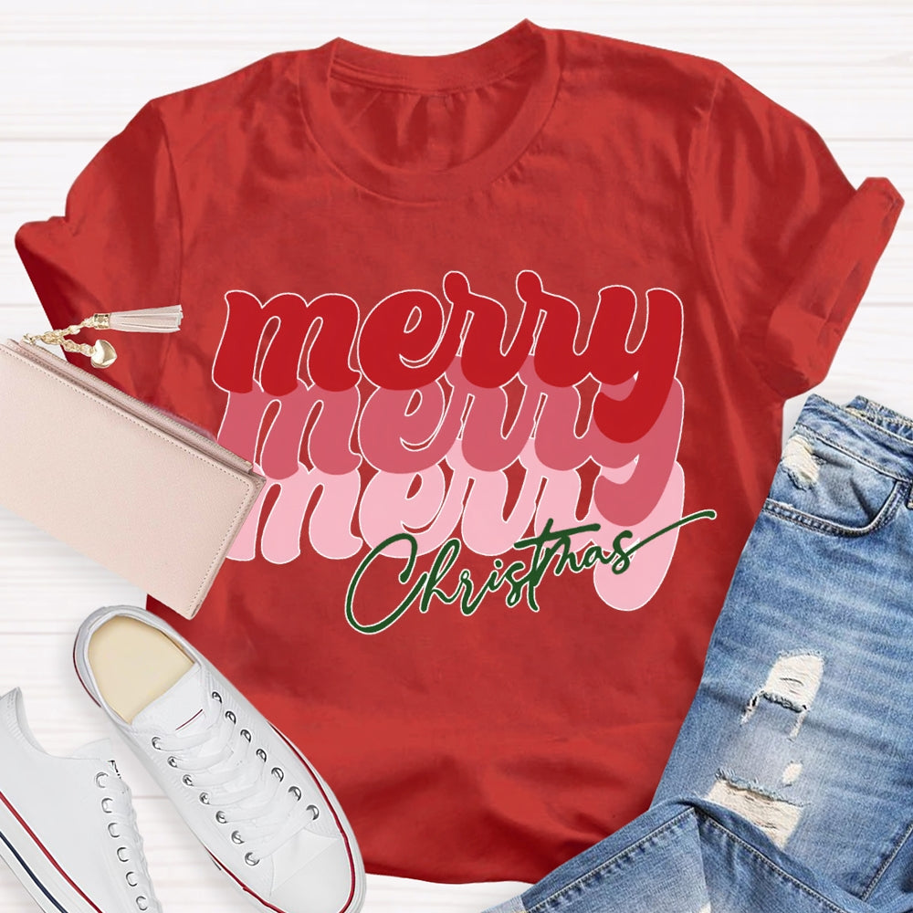 Merry Christmas Color Fonts Christmas Vibes T-shirt
