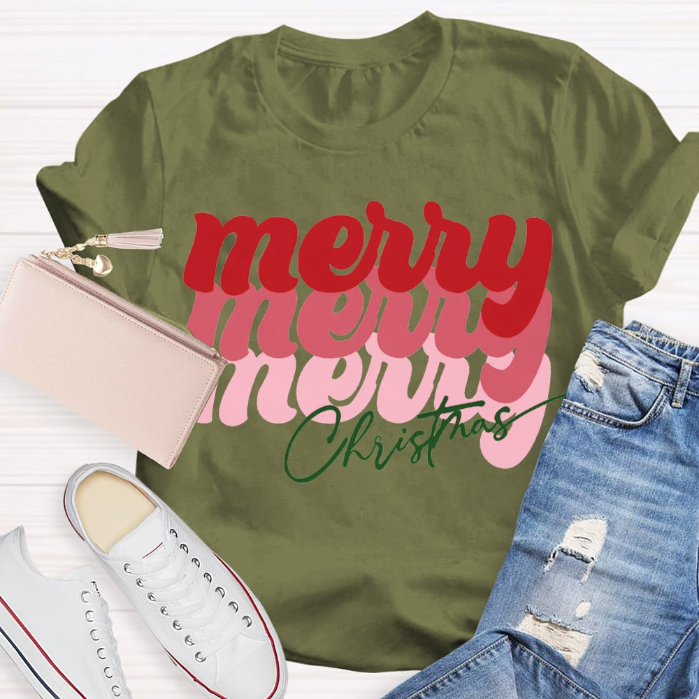 Merry Christmas Color Fonts Christmas Vibes T-shirt
