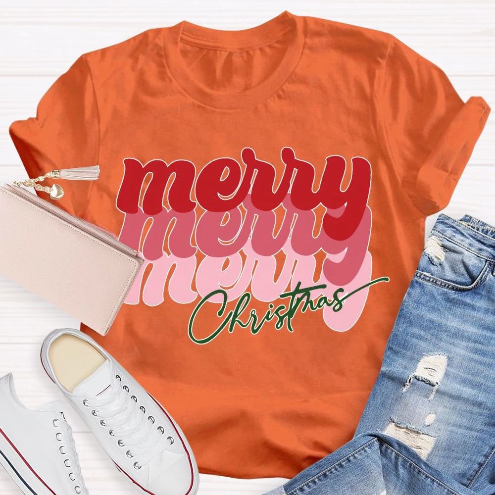 Merry Christmas Color Fonts Christmas Vibes T-shirt