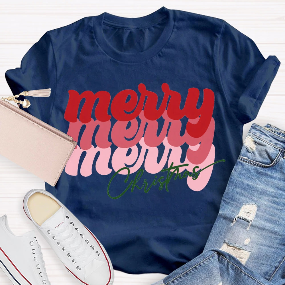 Merry Christmas Color Fonts Christmas Vibes T-shirt