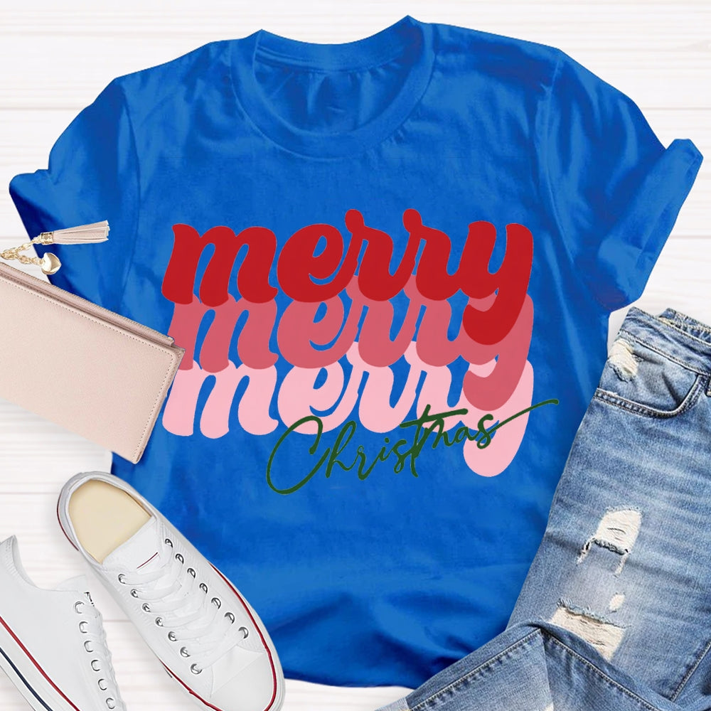 Merry Christmas Color Fonts Christmas Vibes T-shirt