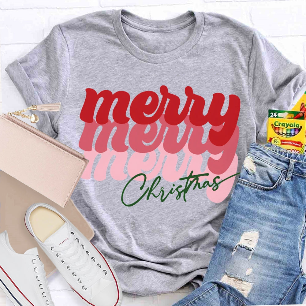 Merry Christmas Color Fonts Christmas Vibes T-shirt