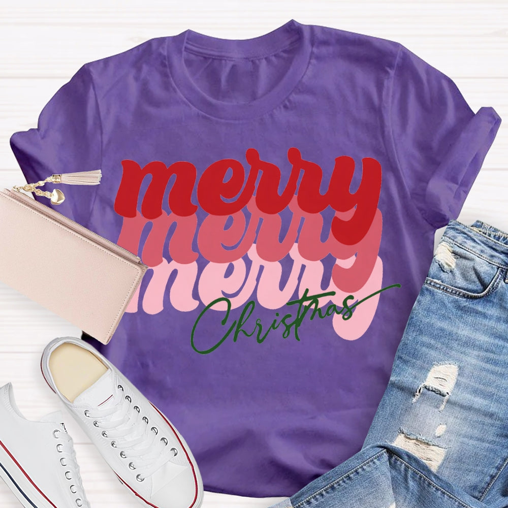 Merry Christmas Color Fonts Christmas Vibes T-shirt