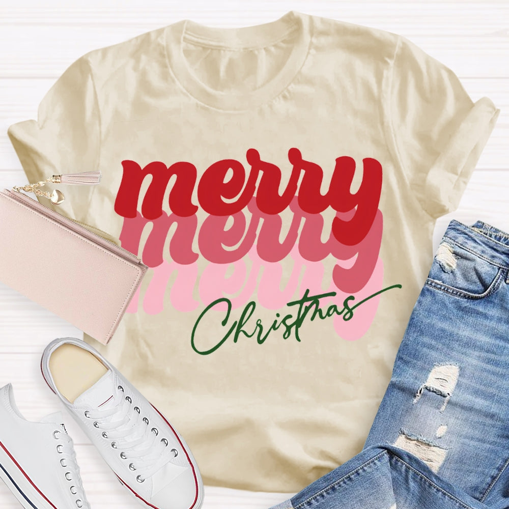 Merry Christmas Color Fonts Christmas Vibes T-shirt