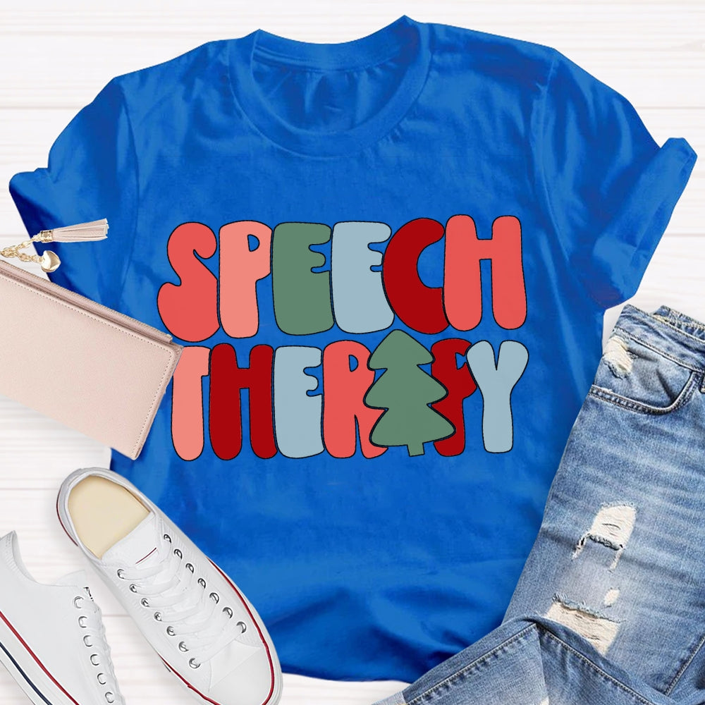 Speech Therapy Color Christmas Vibes Fonts T-shirt