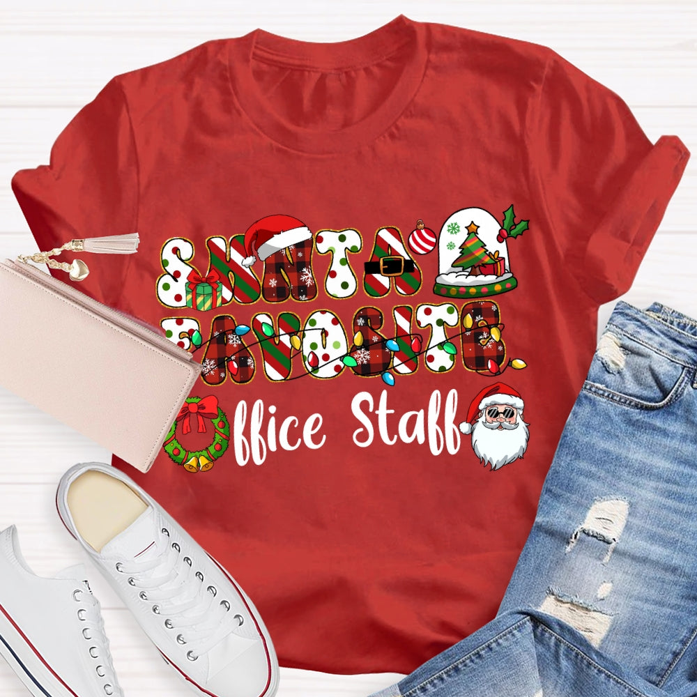 Santa'S Favorite Office Stall Christmas Vibes Fonts T-shirt