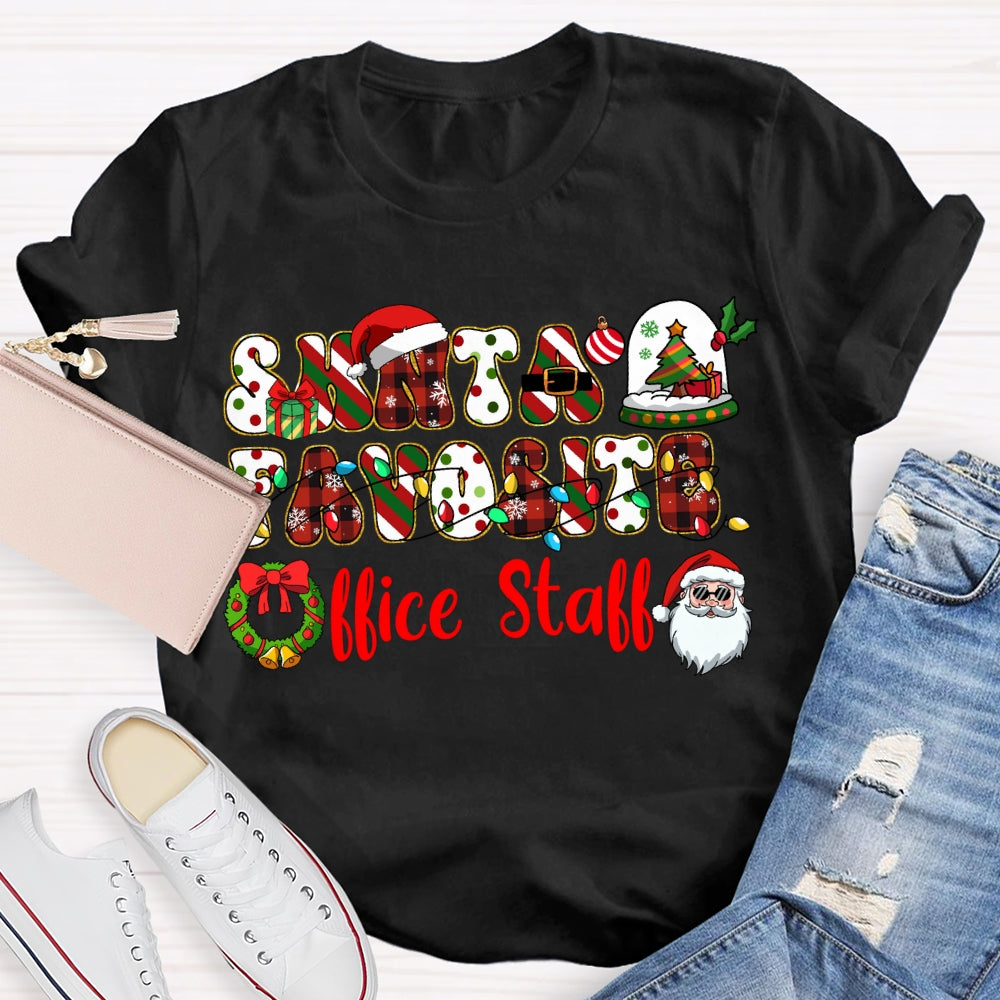 Santa'S Favorite Office Stall Christmas Vibes Fonts T-shirt