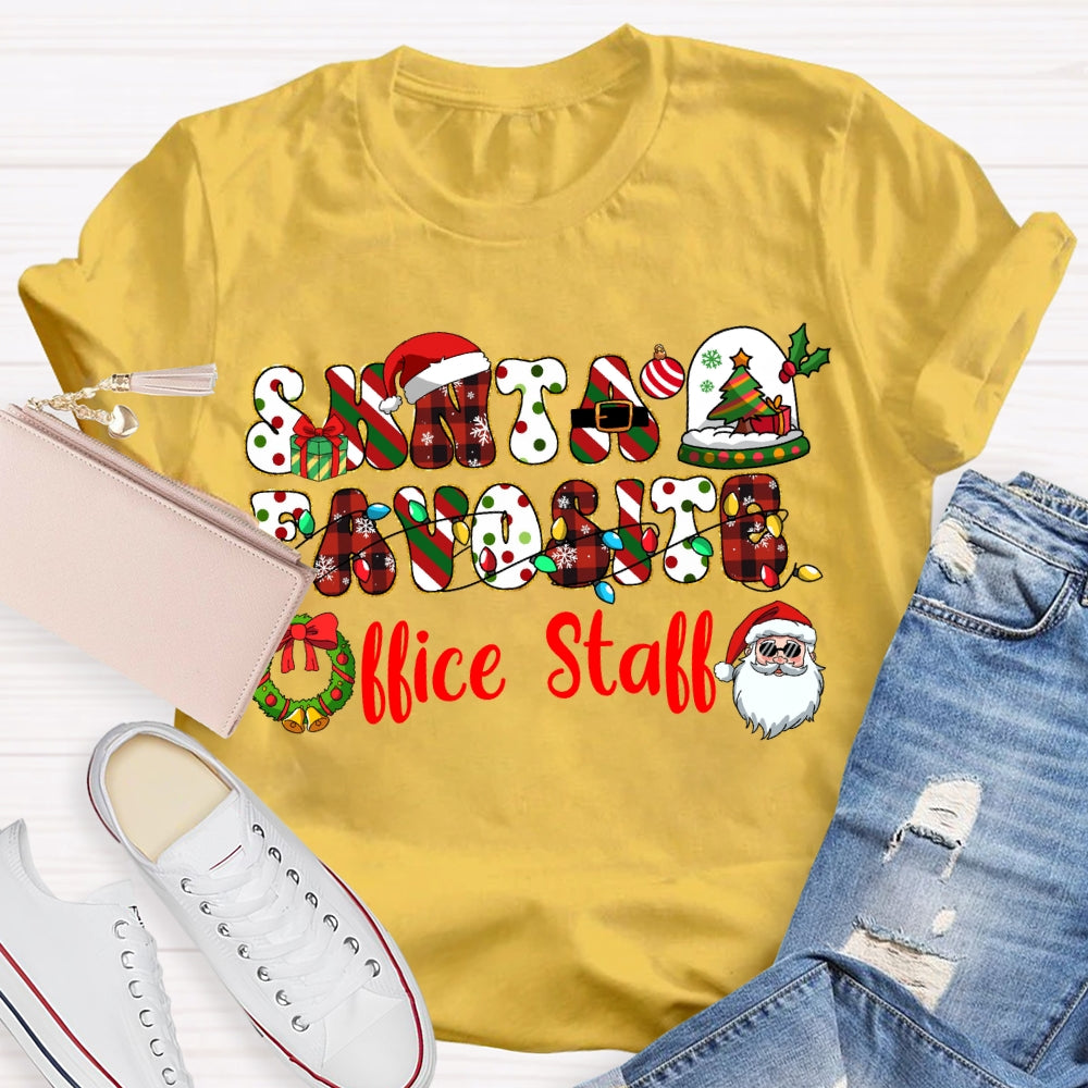 Santa'S Favorite Office Stall Christmas Vibes Fonts T-shirt