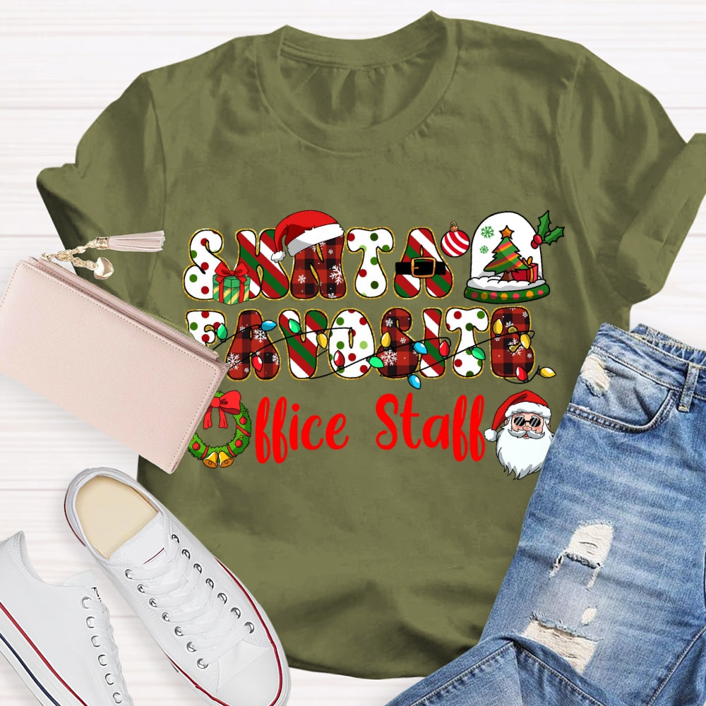 Santa'S Favorite Office Stall Christmas Vibes Fonts T-shirt